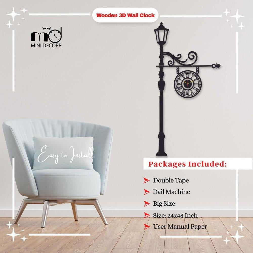 Street lamp design laminated sheet wall clock